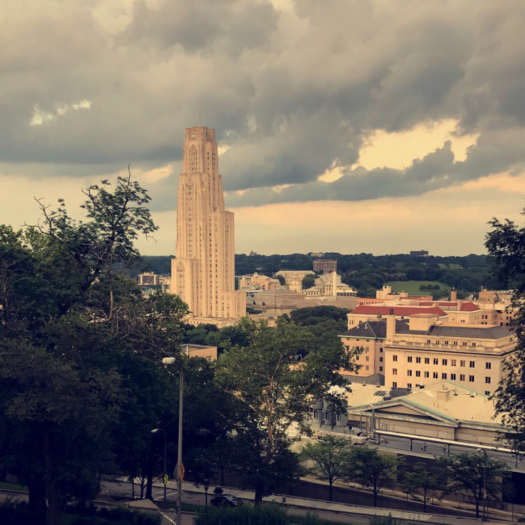As a Pitt student, the Cathedral of Learning is a big deal to say the least. This view on the way down from the gym makes cardiac hill a little more bearable.