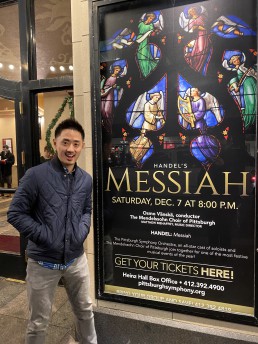 Alex smiling before he goes to see the Pittsburgh Orchestra