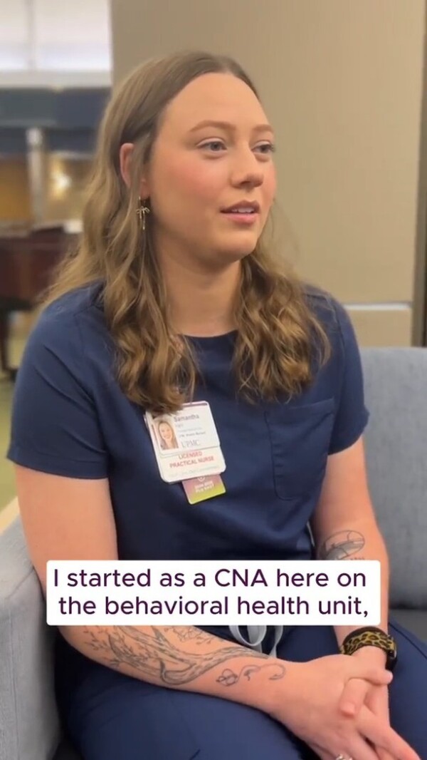 Sami began her career at UPMC as a CNA, or Certified Nursing Assistant. After seeing the impact of her role and experiencing the encouraging atmosphere of a hospital setting, Sami found support to go to nursing school! Now as a float pool nurse, Sami enjoys the variety in her shifts, as well as all the opportunities she's been afforded to learn and grow as a nurse.At UPMC, we're invested in empowering employees with the resources and experiences that grow their careers and help them accomplish their goals. From tuition assistance to internship opportunities, there's something for everyone to take the next step in their career journey! 

Learn more on our Careers site–linked in our profile.